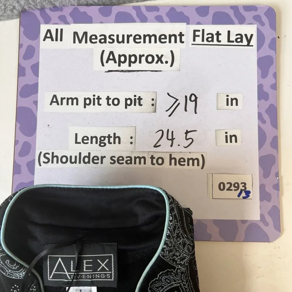 ALEX EVENINGS Women's Sparkly/Metallic Black and Light Blue Jacket USA made L - Picture 4 of 10